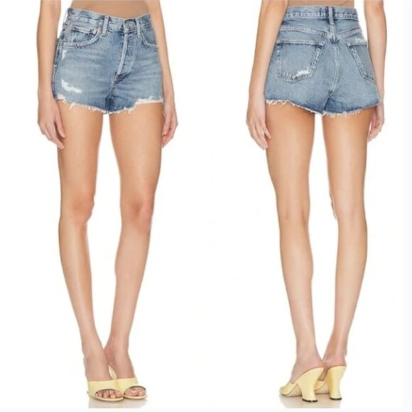 Agolde Parker Vintage Cutoff Denim Jean Shorts Button Fly Distressed Fray Hem 33 - Picture 11 of 11